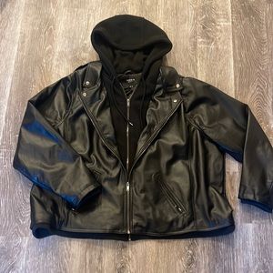 Torrid faux leather drawstring hooded Jacket